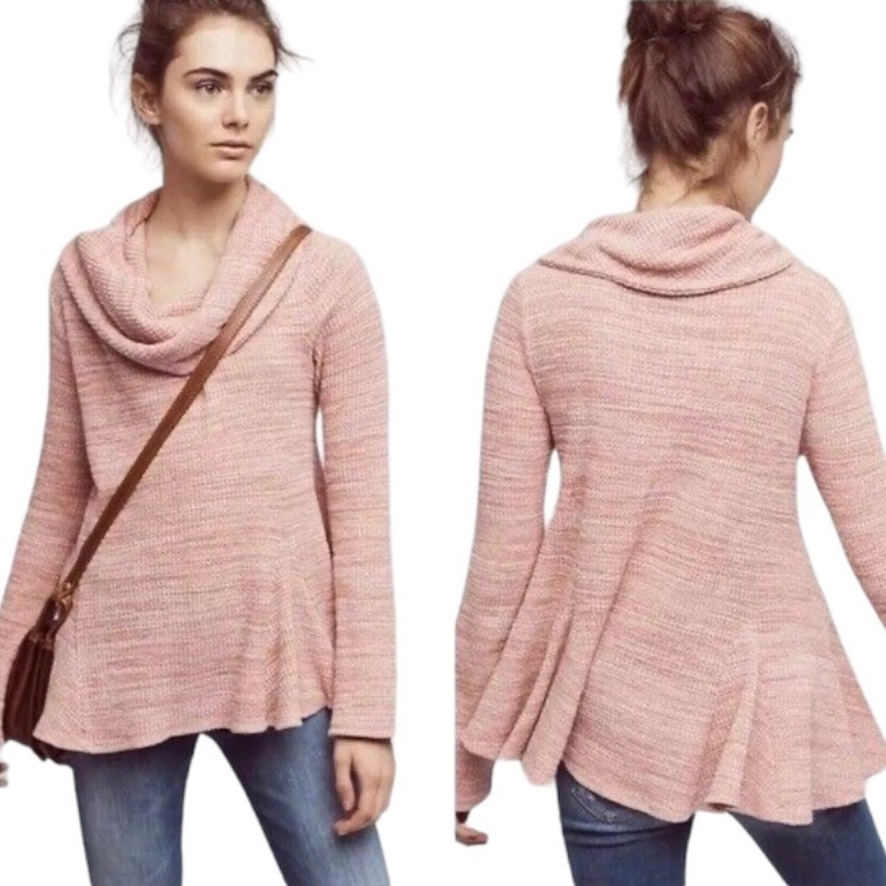 Anthropologie Cowl Neck Sweater Women’s‎ Small Pink Postmark “Maurisa”